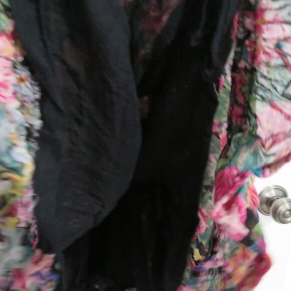 Star of India Womens Sz S Black Pink Green Floral Maxi Length A Line Skirt - Picture 5 of 6